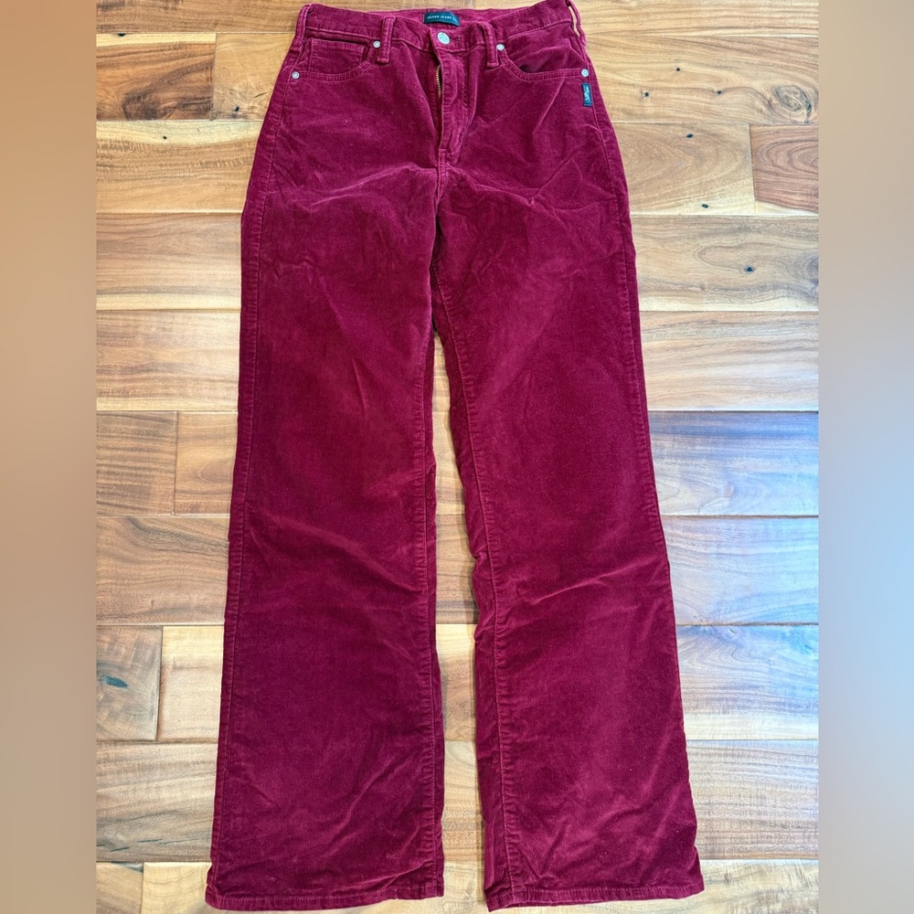 Silver Jeans Highly Desirable Trouser in Dark Cherry Red Fine Gauge Corduroy